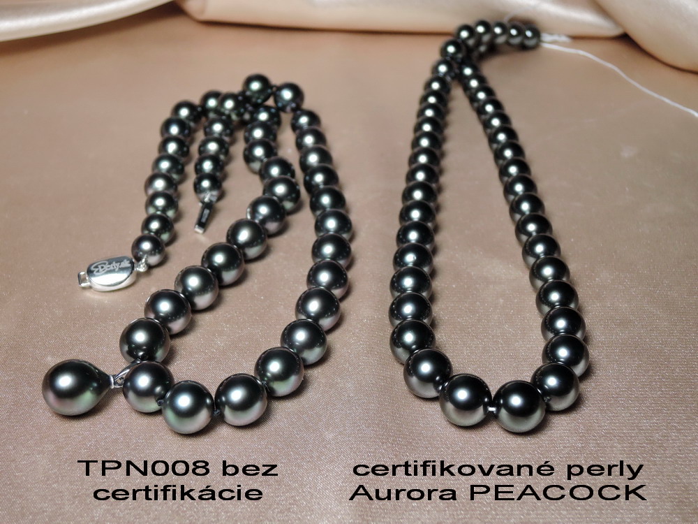 Porovnanie necertifikovaných a certifikovaných perál náhrdelníka TPN008